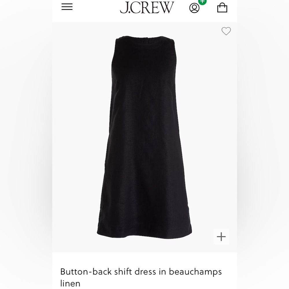 J. Crew Black Button Back Lined shift dress in Beauchamps Linen Medium Tall